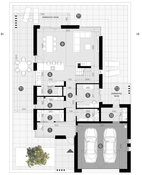 Projekt domu HomeKoncept 140 - rzut parteru, dom liczy 4 pokoje, 3 łazienki i wc