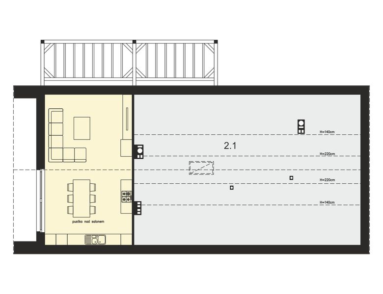 Projekt domu Granero - rzut poddasza, dom liczy 3 pokoje, 2 łazienki i wc