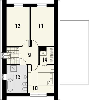 Projekt domu Studio 106 - rzut poddasza, dom liczy 4 pokoje, 2 łazienki i wc