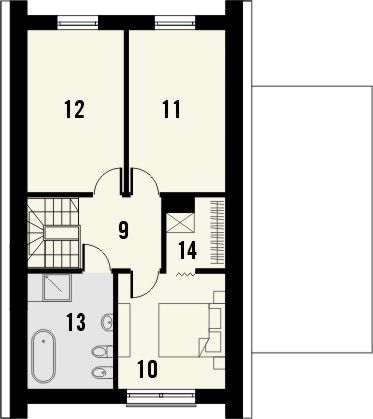 Projekt domu Studio 116 - rzut poddasza, dom liczy 4 pokoje, 2 łazienki i wc
