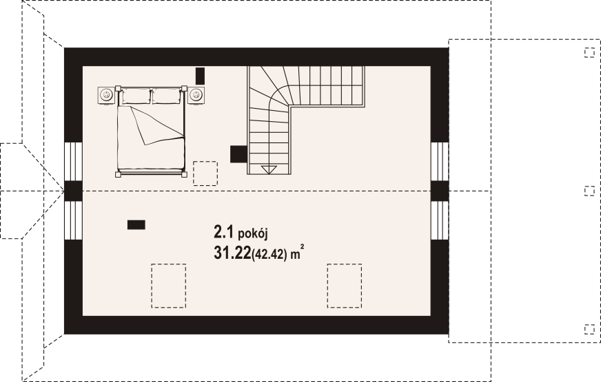 Projekt domu Gryfice małe 6 dw - rzut poddasza, dom liczy 1 pokoje, 1 łazienki i wc