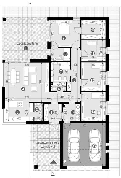 Projekt domu NewHouse 767 w2 red - rzut parteru, dom liczy 4 pokoje, 3 łazienki i wc