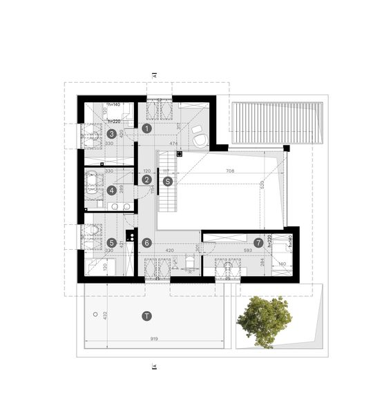 Projekt domu HomeKoncept 158 - rzut poddasza, dom liczy 5 pokoje, 3 łazienki i wc