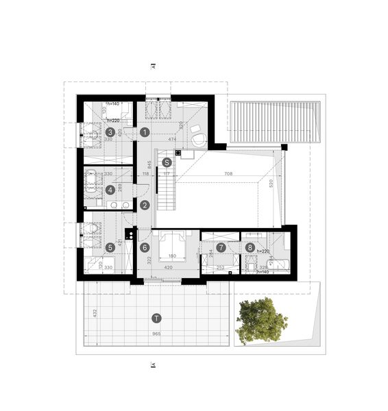 Projekt domu Homekoncept 158 wariant 01 - rzut poddasza, dom liczy 4 pokoje, 3 łazienki i wc