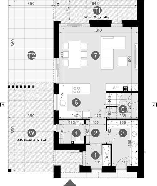 Projekt domu HomeKoncept 139 - rzut parteru, dom liczy 3 pokoje, 2 łazienki i wc