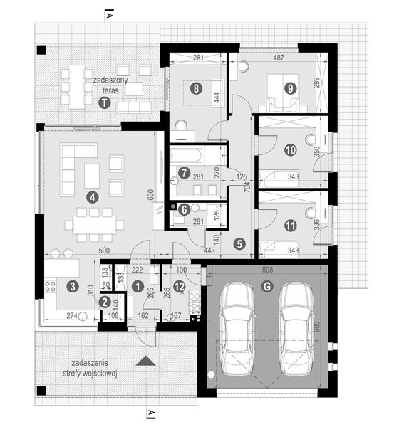 Projekt domu NewHouse 771 red - rzut parteru, dom liczy 4 pokoje, 2 łazienki i wc
