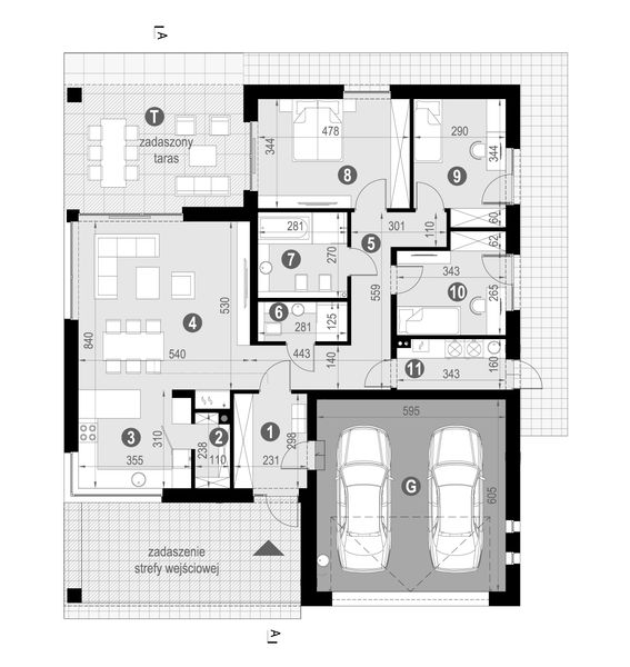 Projekt domu NewHouse 771 w3 red - rzut parteru, dom liczy 3 pokoje, 2 łazienki i wc