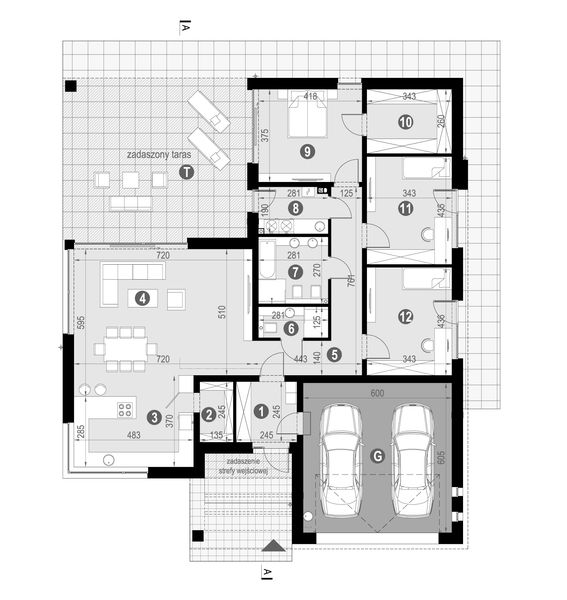 Projekt domu NewHouse 761 w6 S - rzut parteru, dom liczy 3 pokoje, 2 łazienki i wc