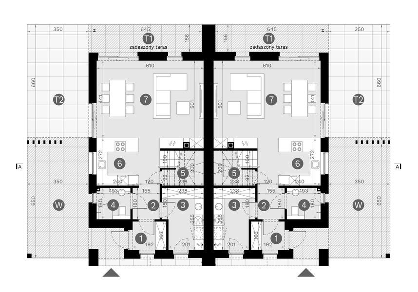 Projekt domu HomeKoncept 139 B - rzut parteru, dom liczy 3 pokoje, 2 łazienki i wc