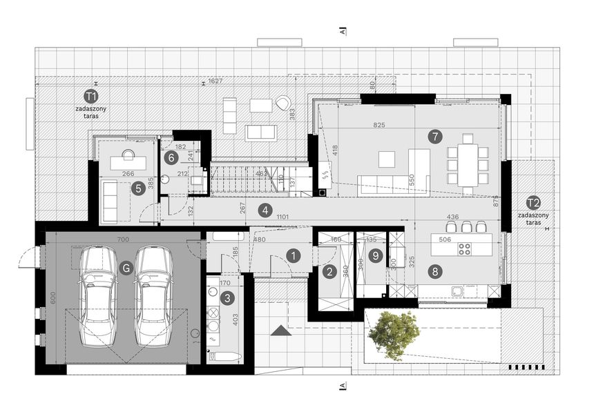 Projekt domu HomeKoncept 147 - rzut parteru, dom liczy 4 pokoje, 3 łazienki i wc