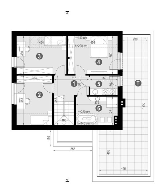 Projekt domu NewHouse 785 - rzut poddasza, dom liczy 4 pokoje, 2 łazienki i wc