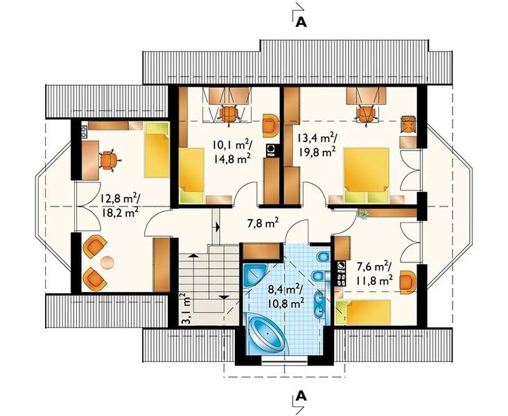 Projekt domu Chaber Lux (985) - rzut poddasza, dom liczy 5 pokoje, 2 łazienki i wc
