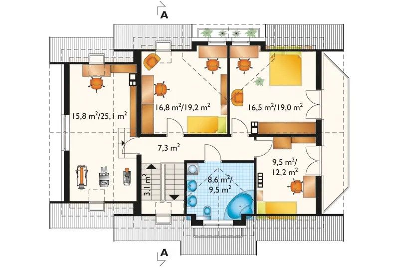 Projekt domu Celesta Rex (912) - rzut poddasza, dom liczy 5 pokoje, 2 łazienki i wc