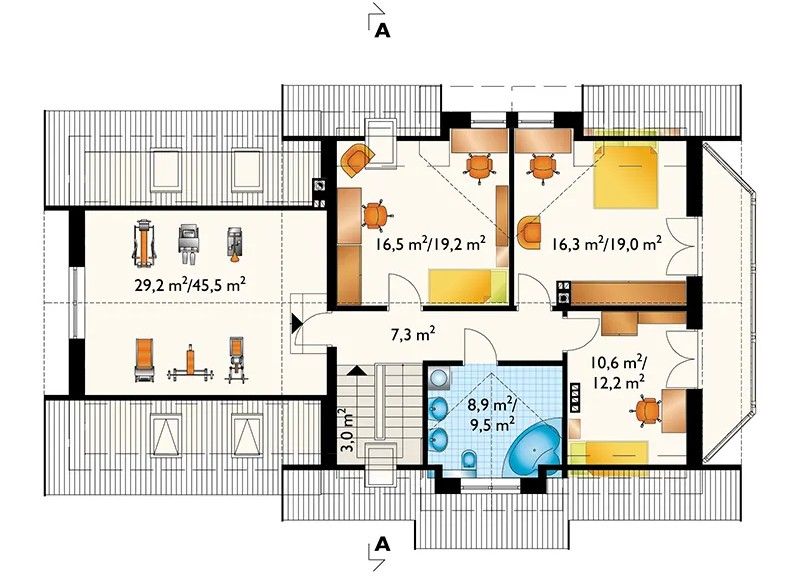 Projekt domu Celesta Rex G2 (915) - rzut poddasza, dom liczy 5 pokoje, 2 łazienki i wc