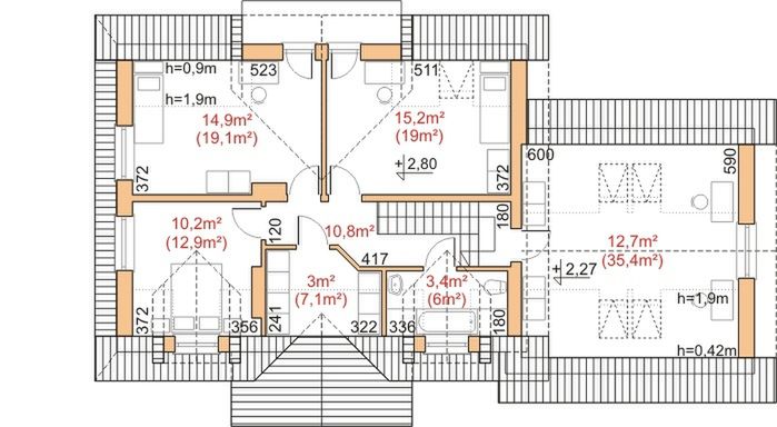 Poddasze projektu Dom przy Bursztynowej