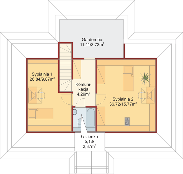 Poddasze projektu Domek Kaszubski (014 BK)