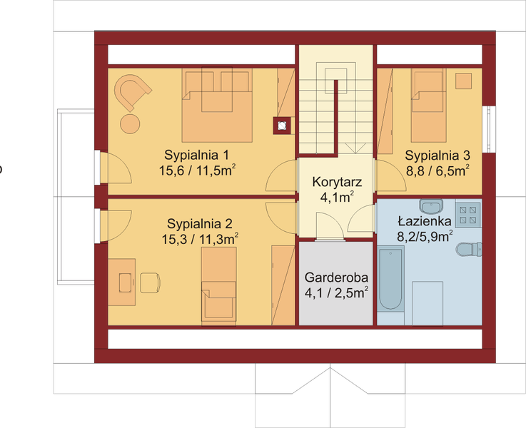 Poddasze projektu Domek Prosty (010 ZD)