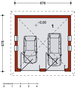 Parter projektu Ola garaż dwustanowiskowy
