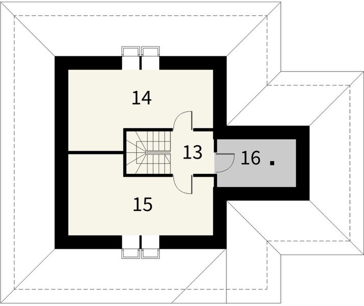 Poddasze projektu Kwarc z garażem 1 stanowiskowym