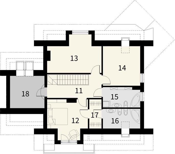 Poddasze projektu Wenecja z garażem 1 stanowiskowym