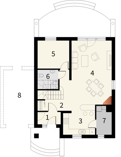 Parter projektu Czekolada z garażem 1 stanowiskowym