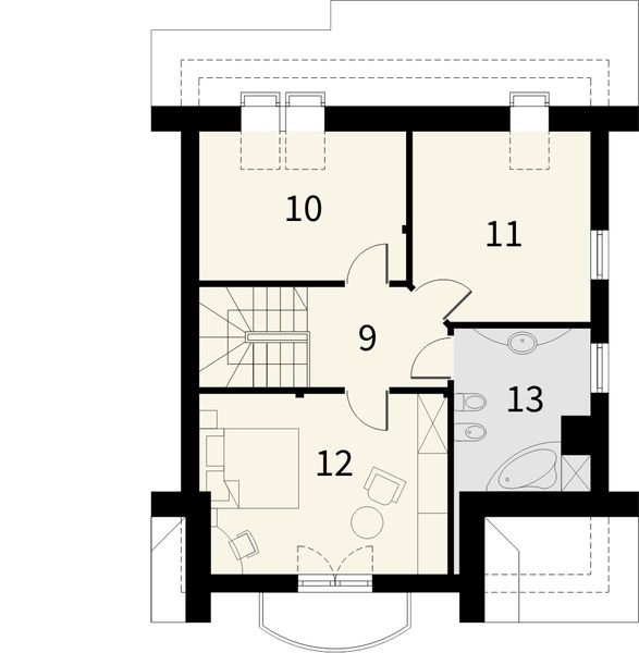 Poddasze projektu Czekolada z garażem 1 stanowiskowym