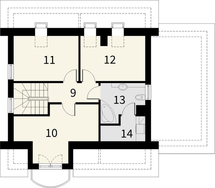 Poddasze projektu Limba z garażem 1 stanowiskowym