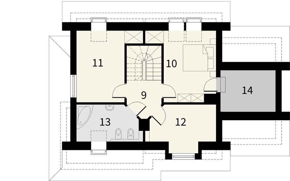 Poddasze projektu Orzech z garażem 1 stanowiskowym