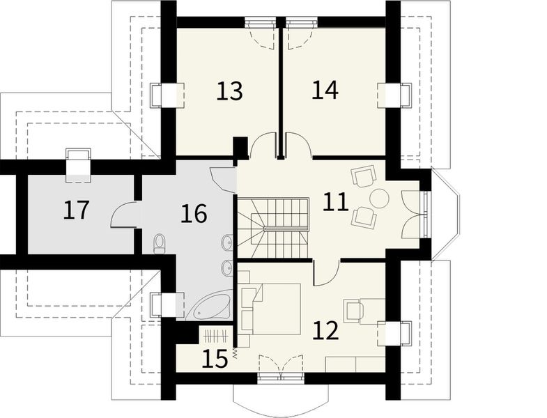 Poddasze projektu Rozalin z garażem 1 stanowiskowym