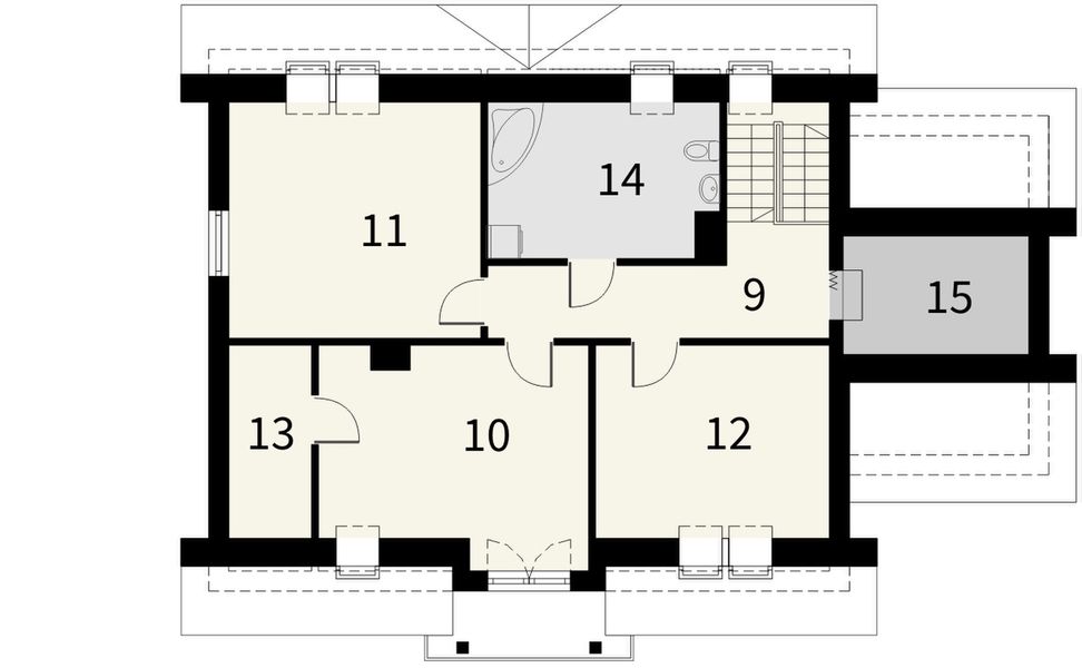 Poddasze projektu Akwamaryn z garażem 1 stanowiskowym