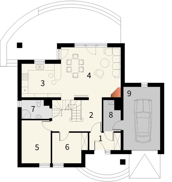 Parter projektu Laguna z garażem 1 stanowiskowym