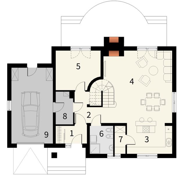 Parter projektu Babilon z garażem 1 stanowiskowym