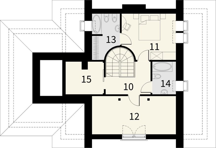 Poddasze projektu Babilon z garażem 1 stanowiskowym