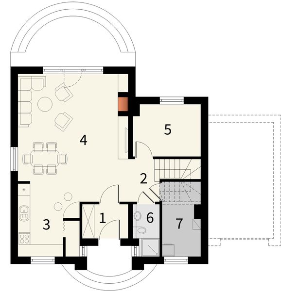 Parter projektu Epizod z garażem 1 stanowiskowym