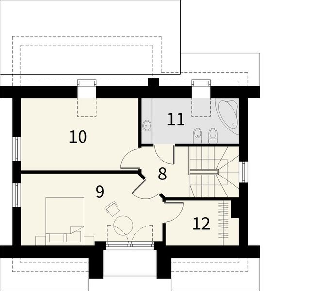 Poddasze projektu Epizod z garażem 1 stanowiskowym