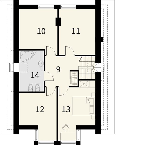 Poddasze projektu Opera z garażem jednostanowiskowym