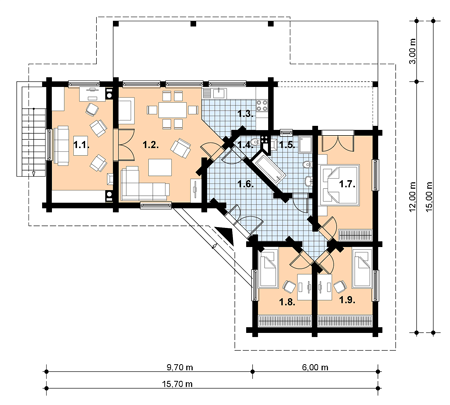 Parter projektu A-113 Dom szkieletowy