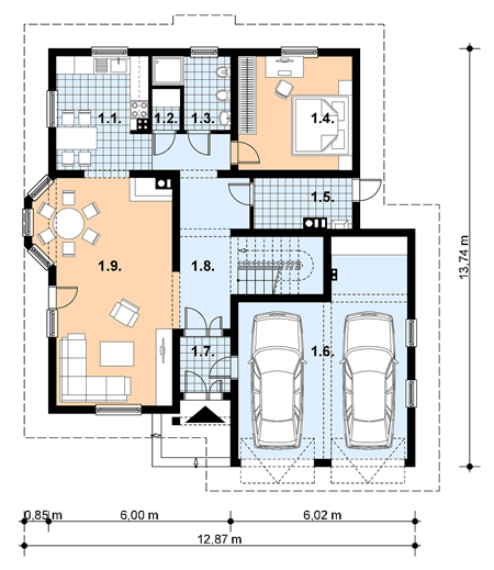 Parter projektu A-107 Dom szkieletowy