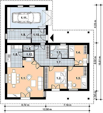 Parter projektu L-64 Dom tradycyjny