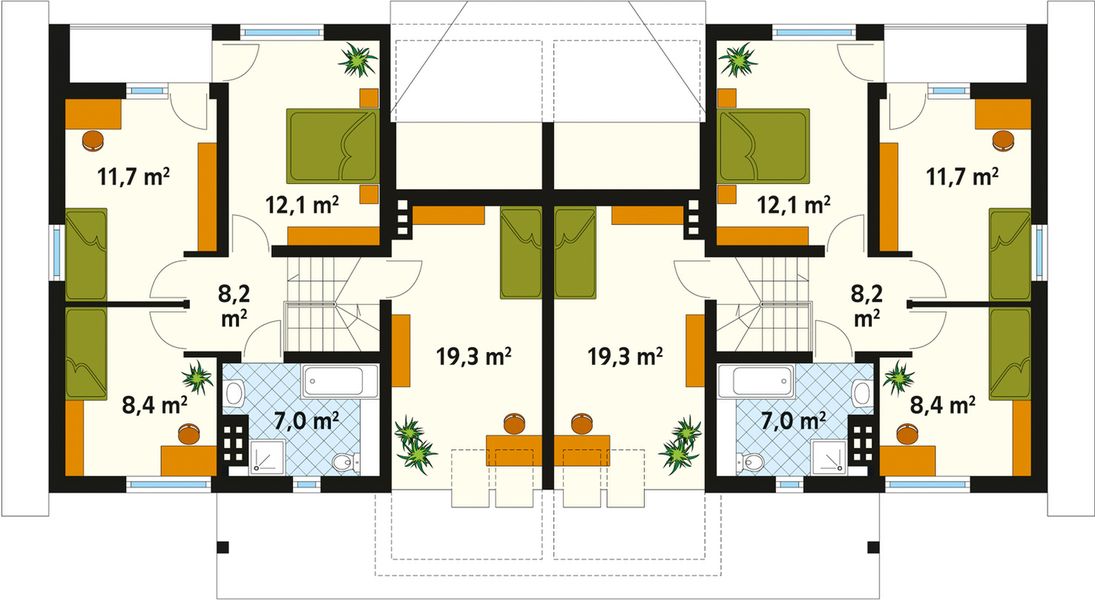 Poddasze projektu Duet 2 zabudowa bliźniacza, 2 segmenty