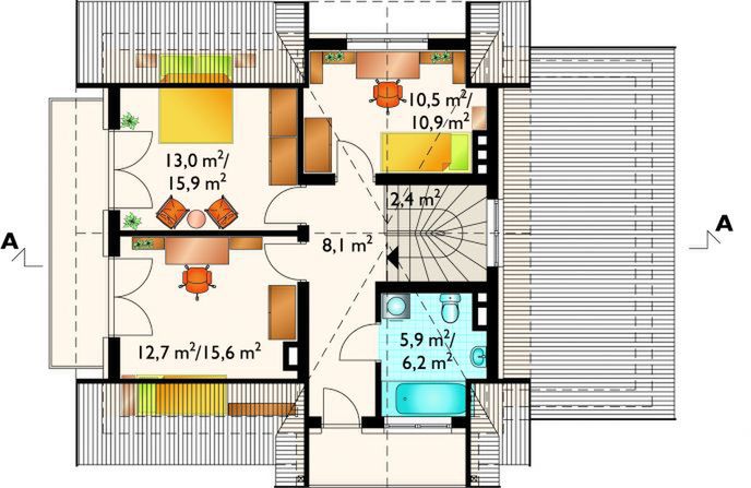 Poddasze projektu Krokus - murowana – ceramika