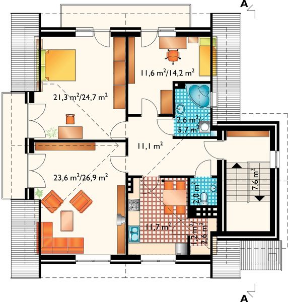 Poddasze projektu Irena - murowana – klinkier