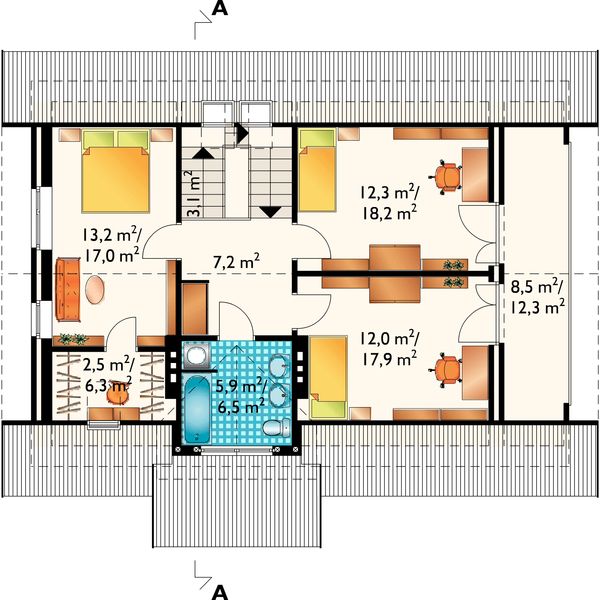 Poddasze projektu Orion - murowana – klinkier