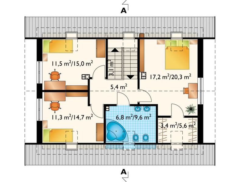 Poddasze projektu Motek - murowana – beton komórkowy
