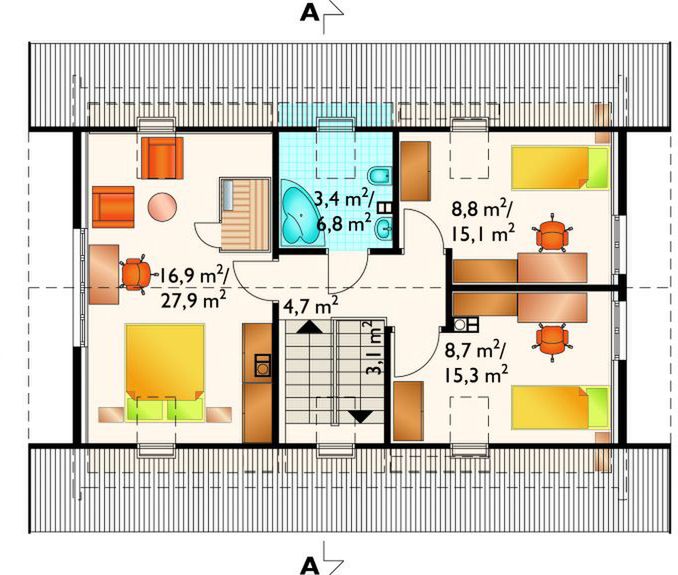 Poddasze projektu Motek - bal drewniany
