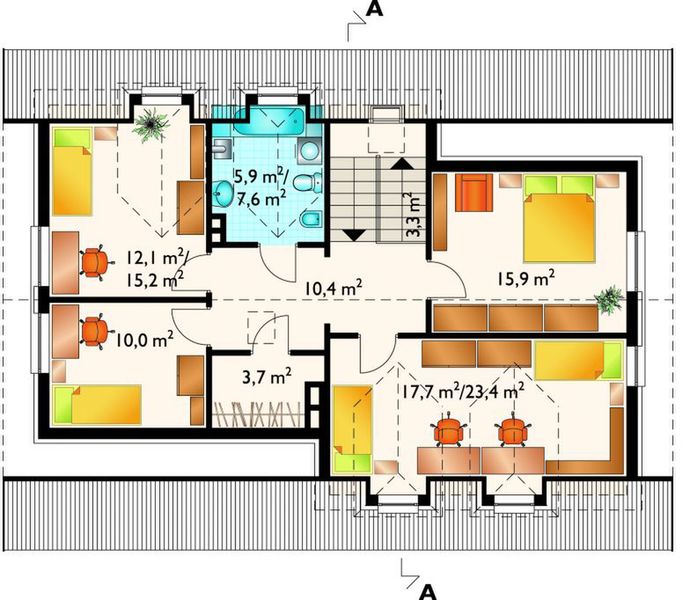 Poddasze projektu Perkoz - murowana – beton komórkowy