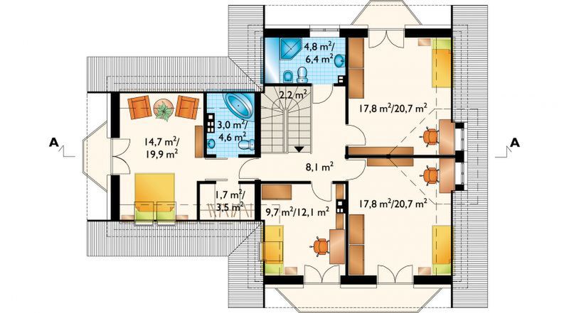 Poddasze projektu Jelonek Rex - murowana – beton komórkowy
