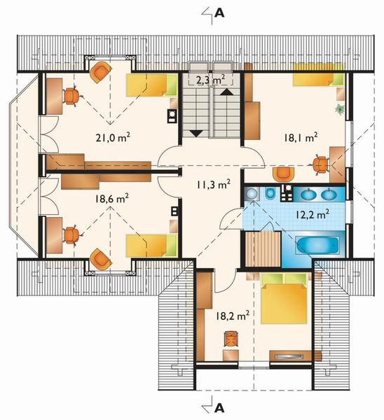 Poddasze projektu Rozalia - bal drewniany