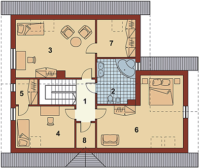 Poddasze projektu Sara z garażem