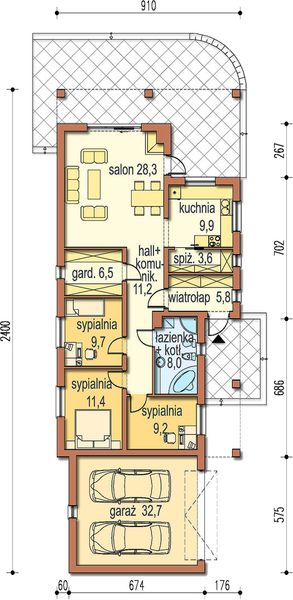 Parter projektu Fiona z garażem